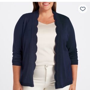 Lety & Me Chrysty Elegant Navy Scalloped Women's Cardigan